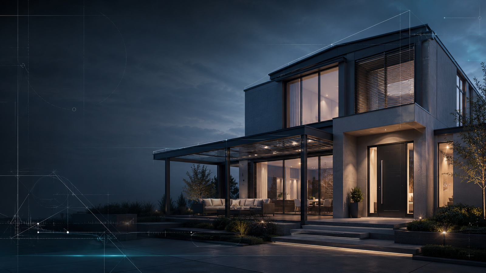 Technische Architekturvisualisierung als Hintergrund